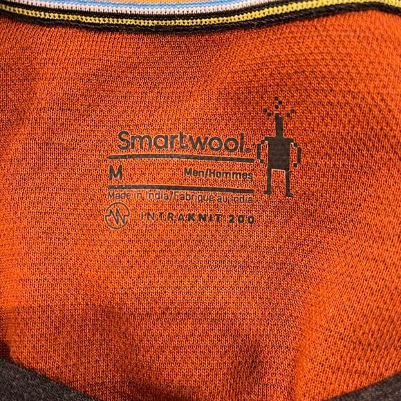 Smartwool Men's Intraknit Thermal Merino Base Layer Crew Medium Gray/Orange - Picture 3 of 6